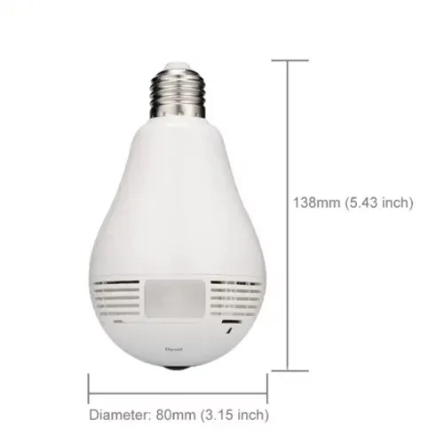 Ampoule Caméra Espion HD WIFI P2P Grand Angle 185° iOS 360° + Détecteur de mouvement 