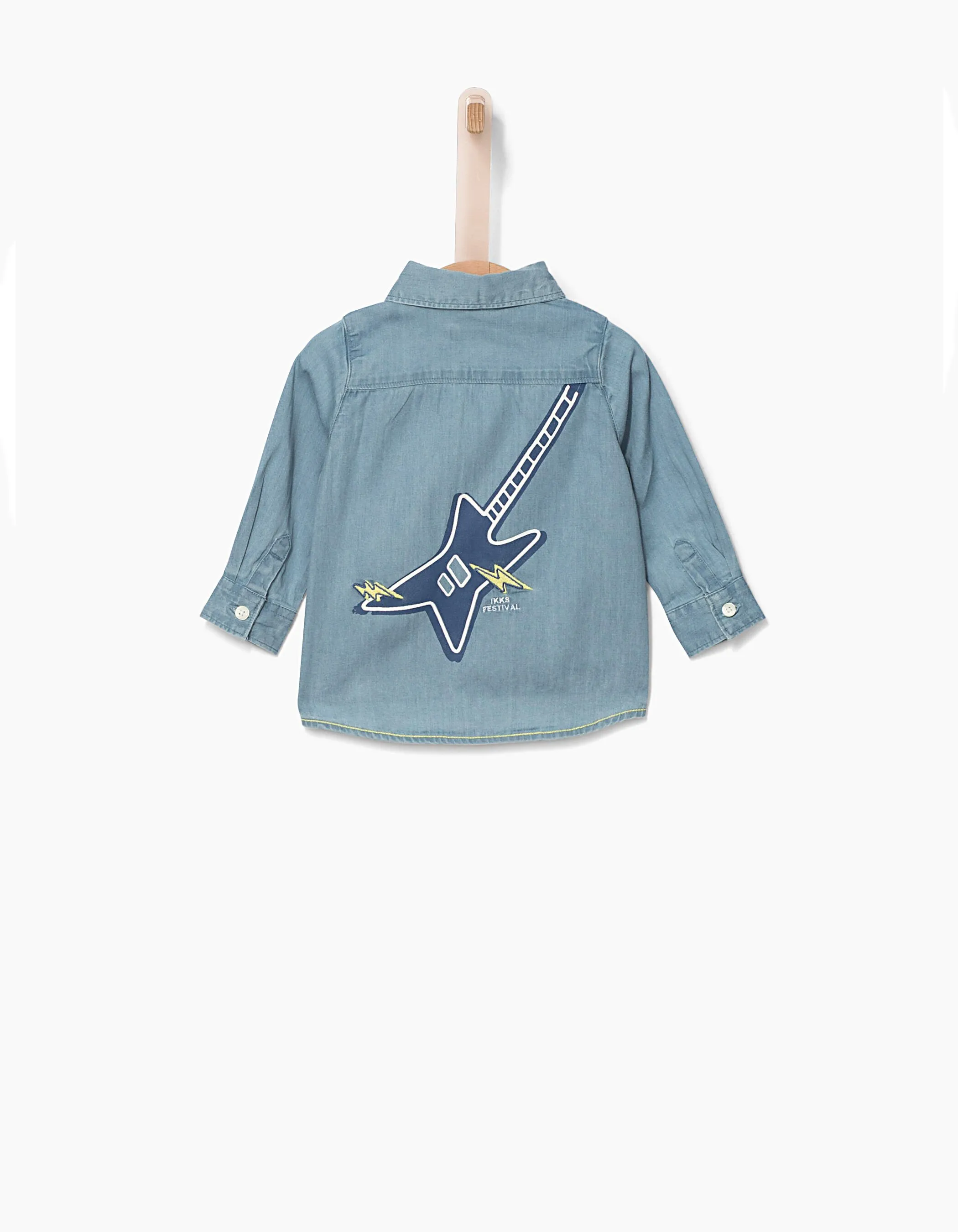 Baby boy's faded blue denim shirt