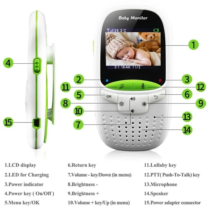 Babyphone Camera Vision Nocturne Talkie-Walkie Température