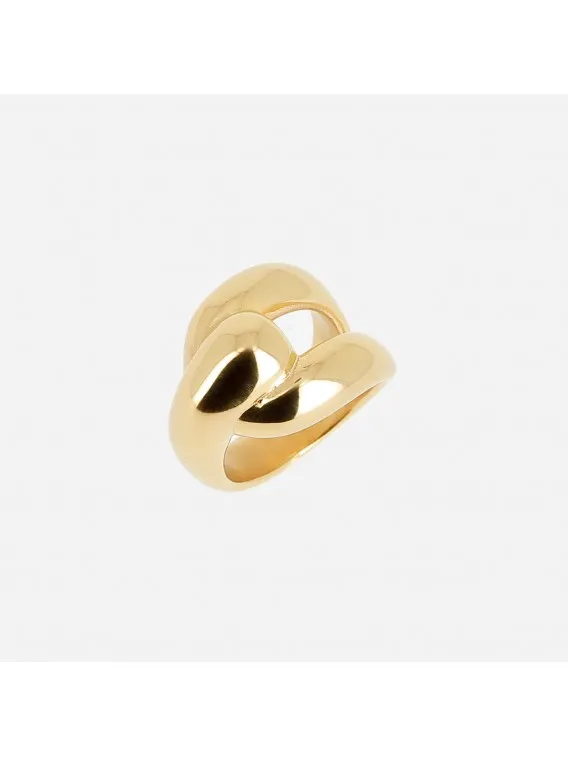 BAGUE–LARGE-TAILLE–ACIER DORE–58 Zag bijoux