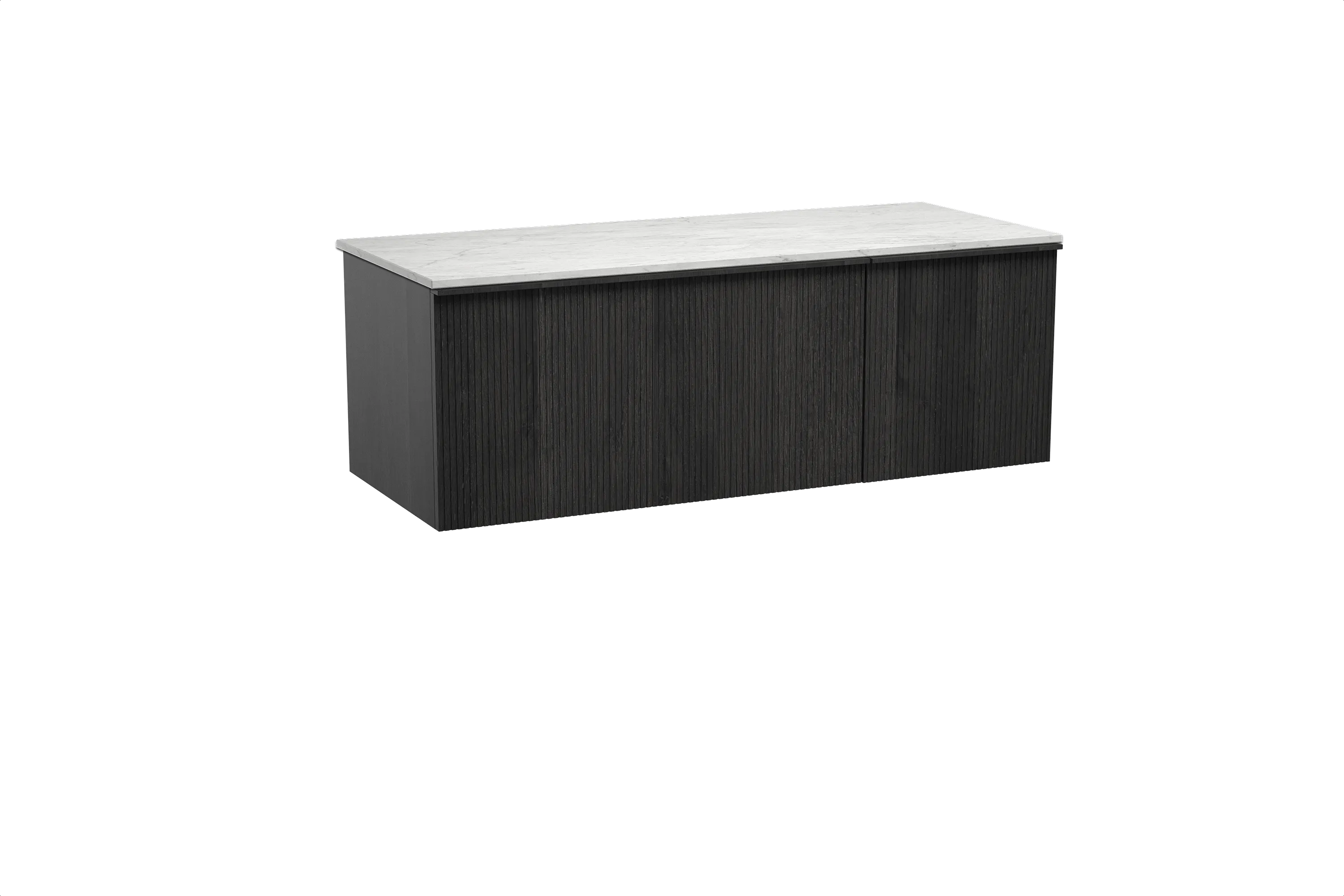 Balmani Forma meuble salle de bains suspendu 135 x 55 cm chêne noir avec Stretto tablette simple ou double en marbre carrare, Ne