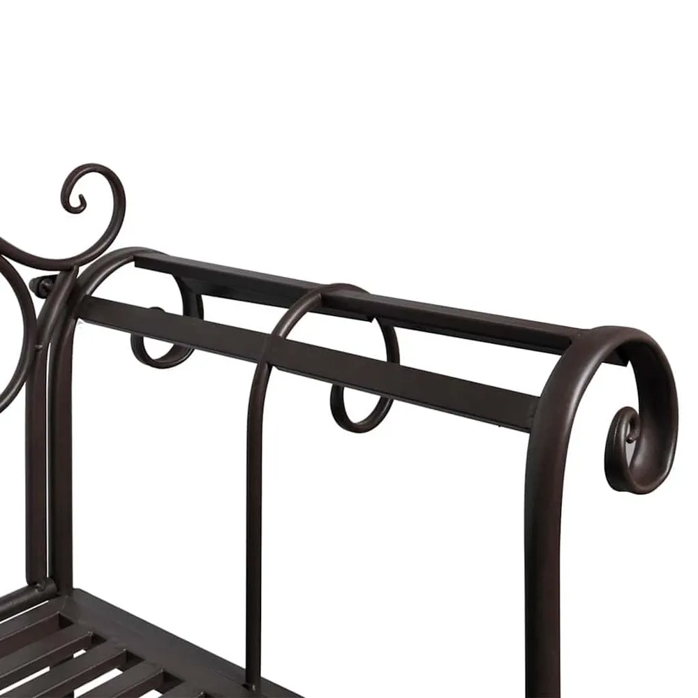 Banc de jardin 132 cm acier antique marron