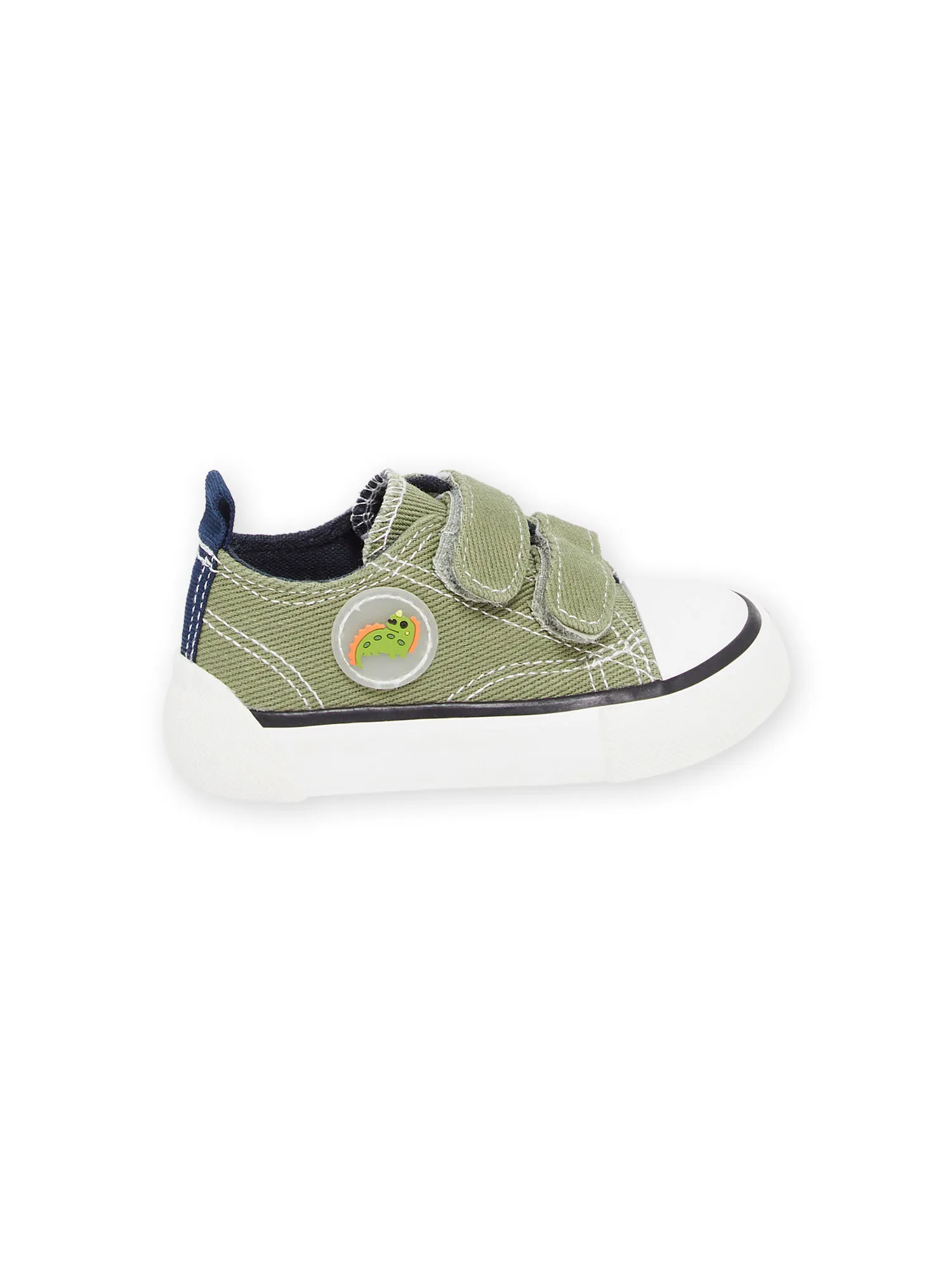 Khaki Canvas Sneakers with Dinosaur Patch
