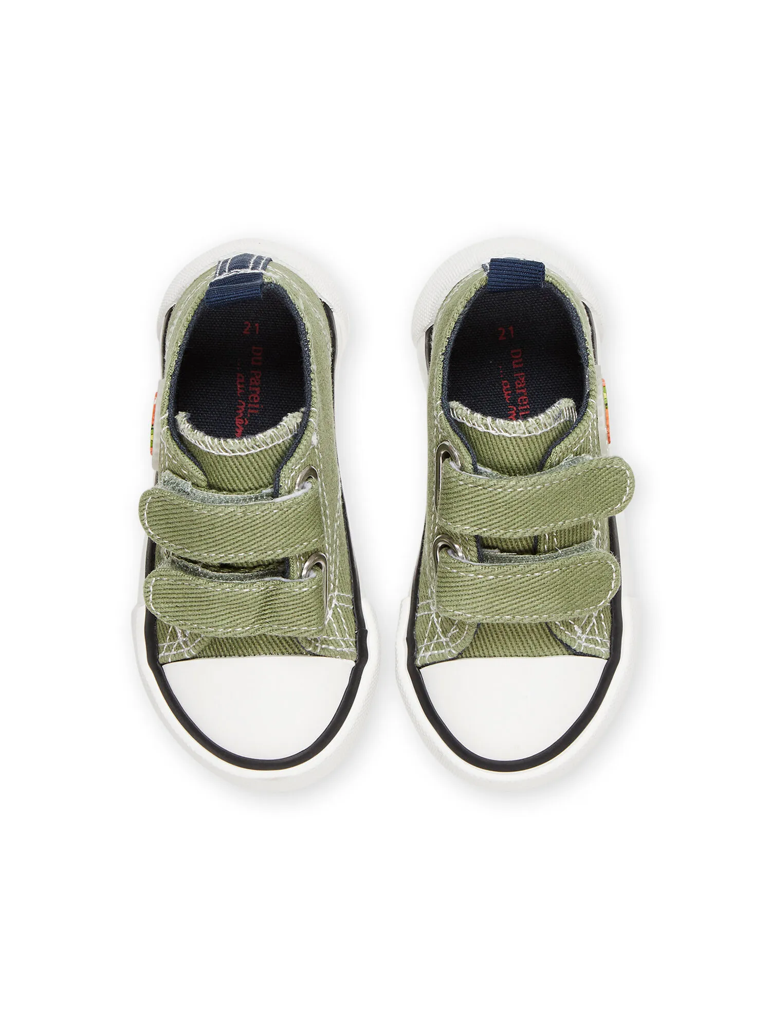 Khaki Canvas Sneakers with Dinosaur Patch