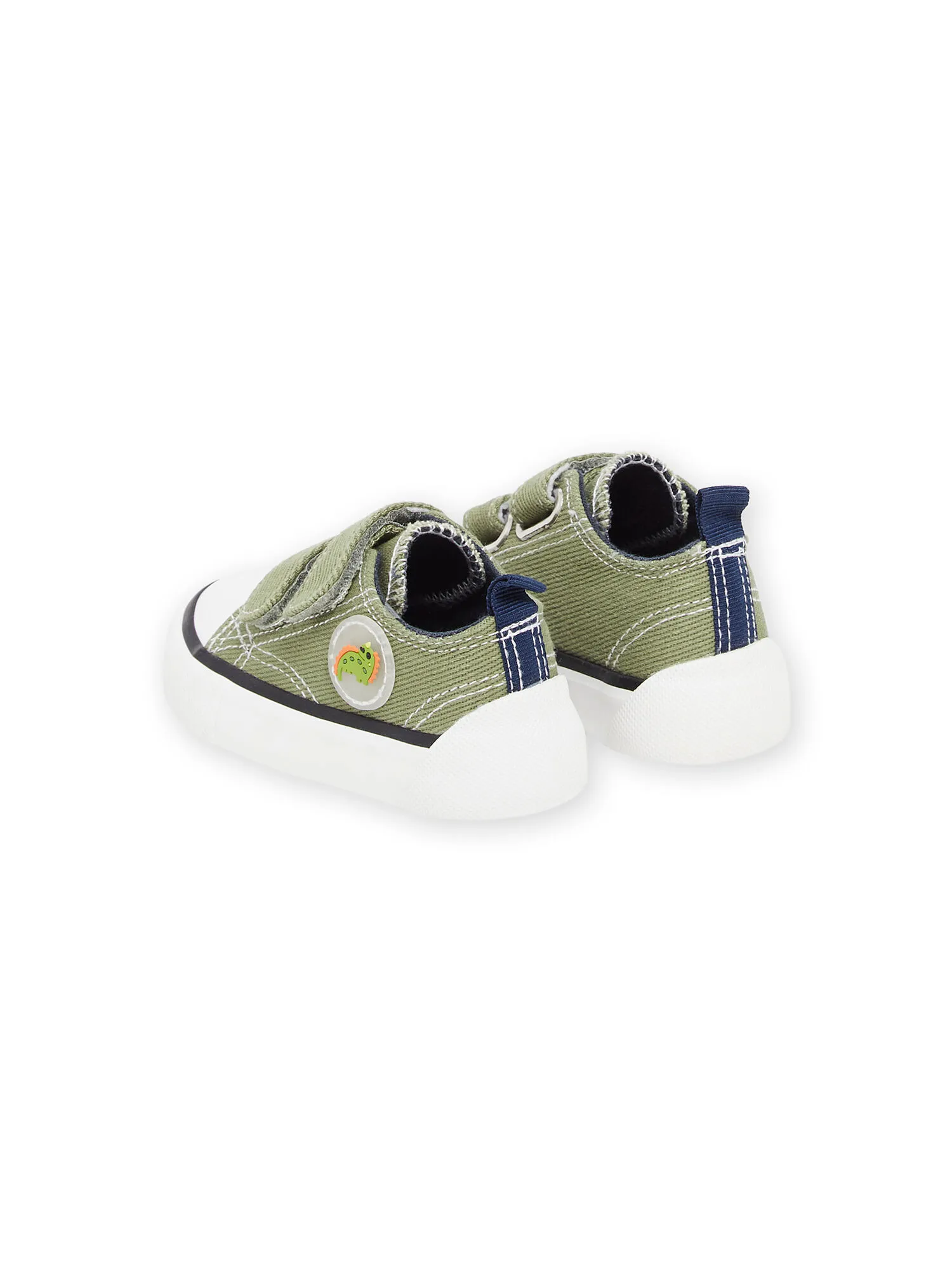 Khaki Canvas Sneakers with Dinosaur Patch