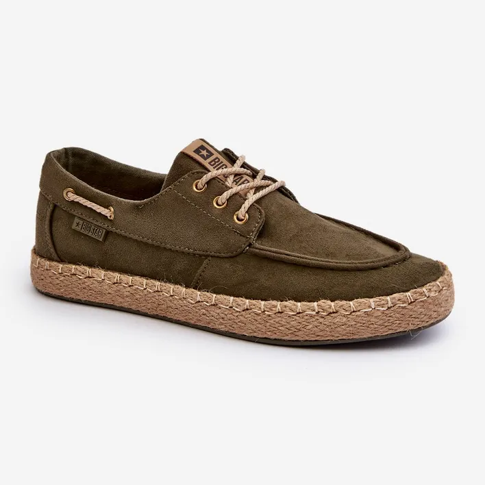 Big Star Men's Lace-Up Green Khaki Espadrilles NN174055