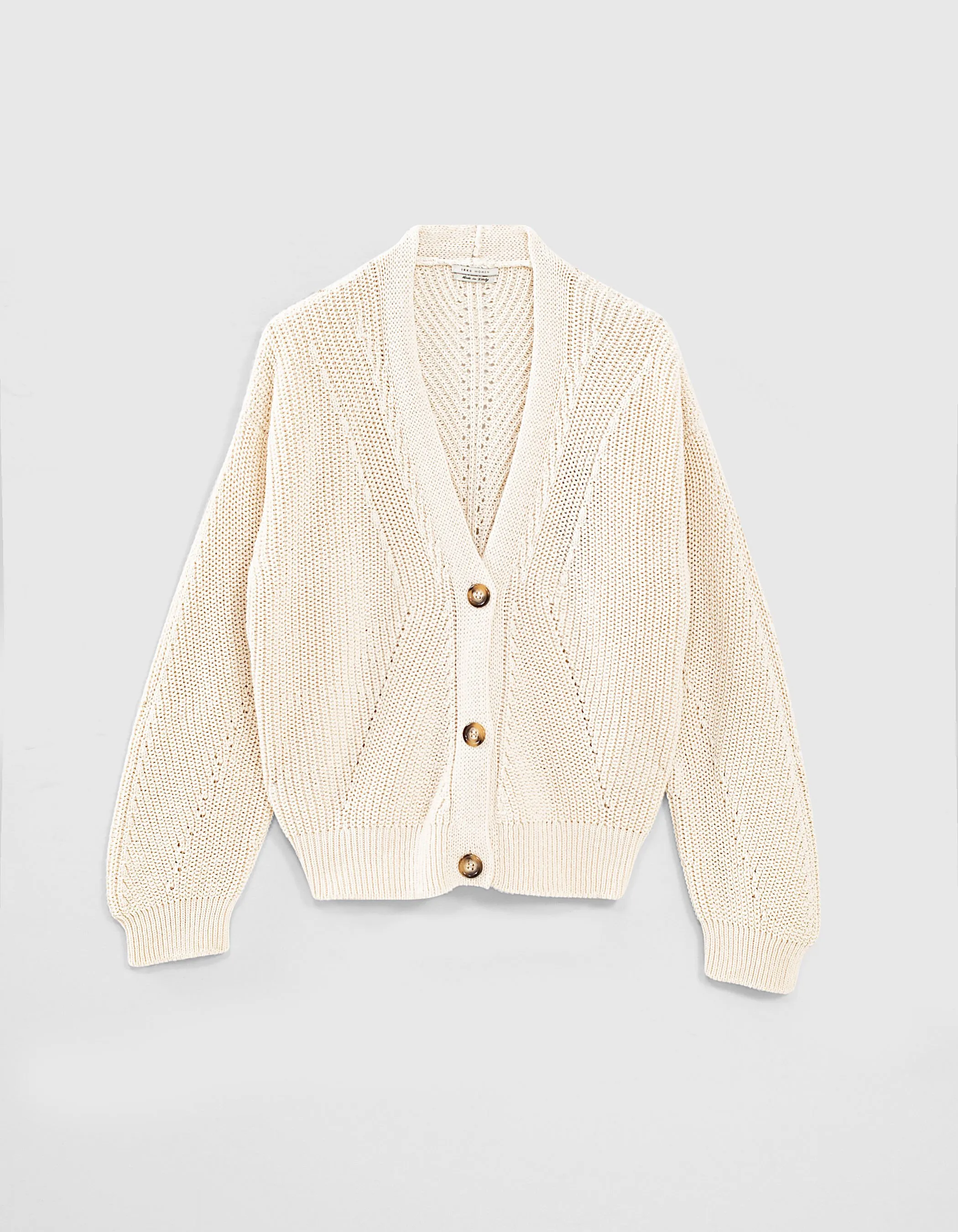 Cardigan recyclé en coton écru pour femme