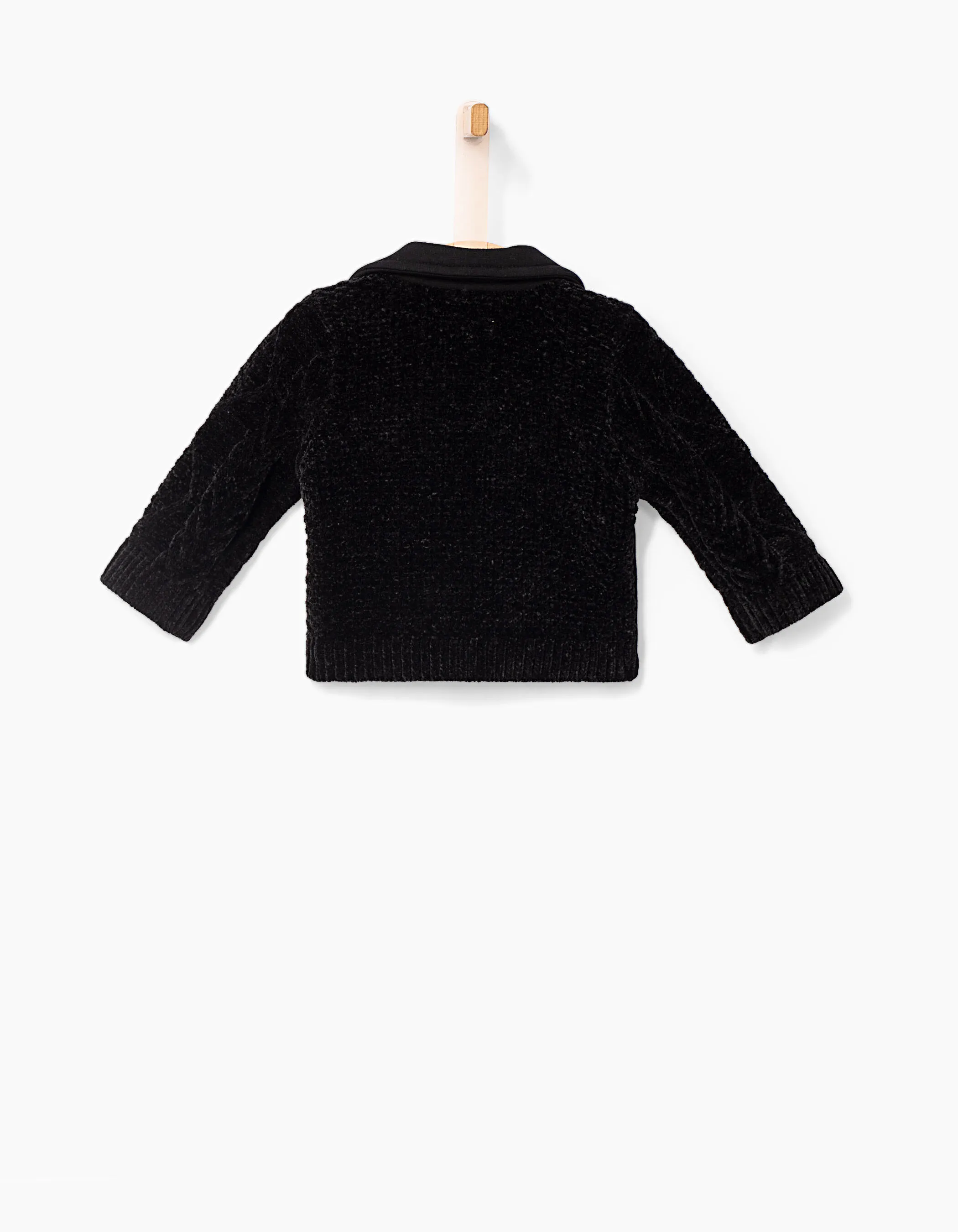 Cardigan noir bi-matière esprit motard bébé fille
