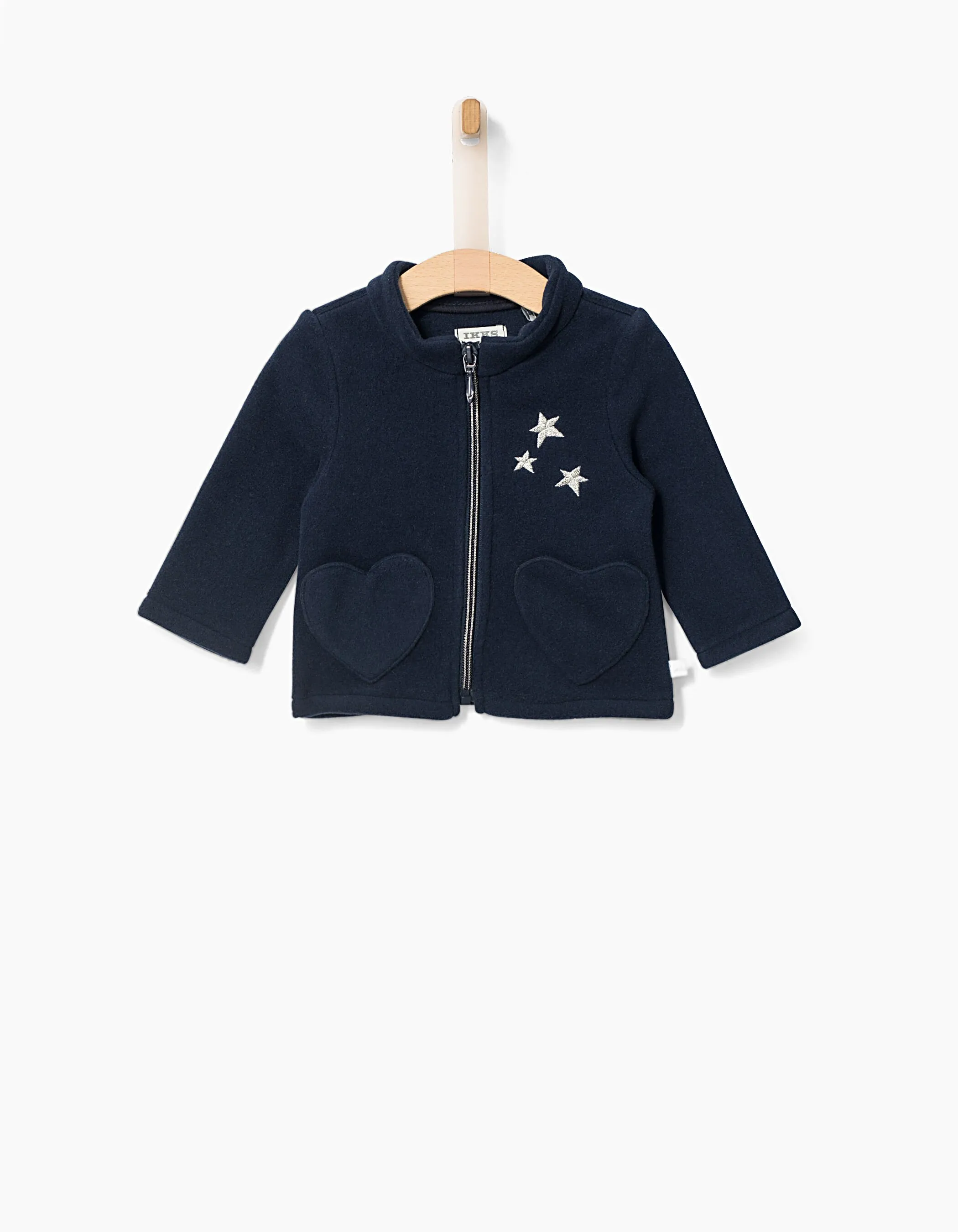 navy blue zip-up baby girl fleece cardigan