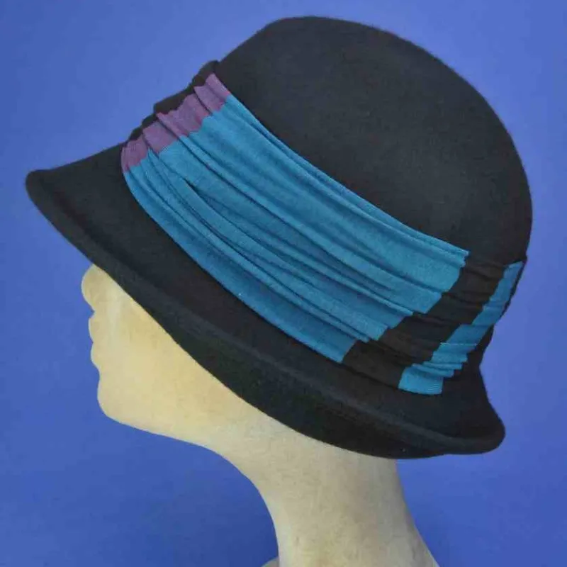 Chapeau type cloche, feutre de laine de qualité | Chapeau femme, noir