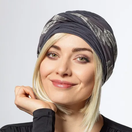 Chemo beanie with integrated headband Rina anthracite - Gisela Mayer