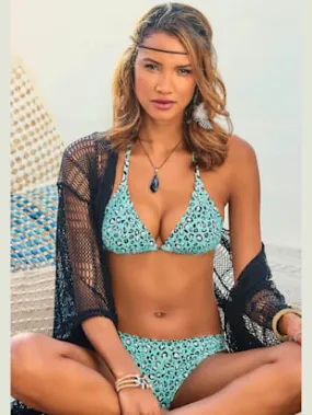 Colorful Animal Print Triangle Bikini Top