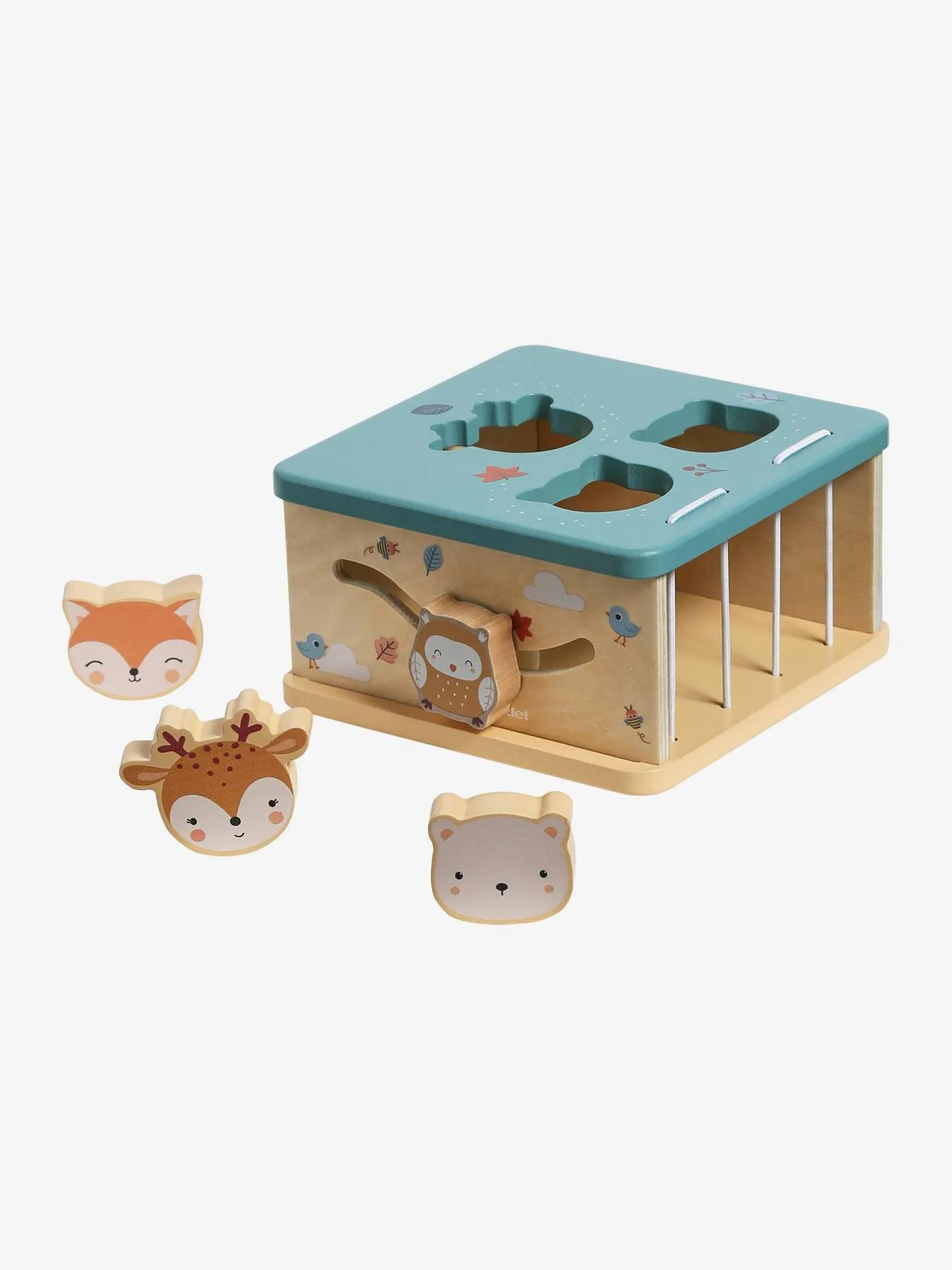 Cube des formes à encastrer LES AMIS DE LA FORÊT en bois FSC® bleu - Vertbaudet