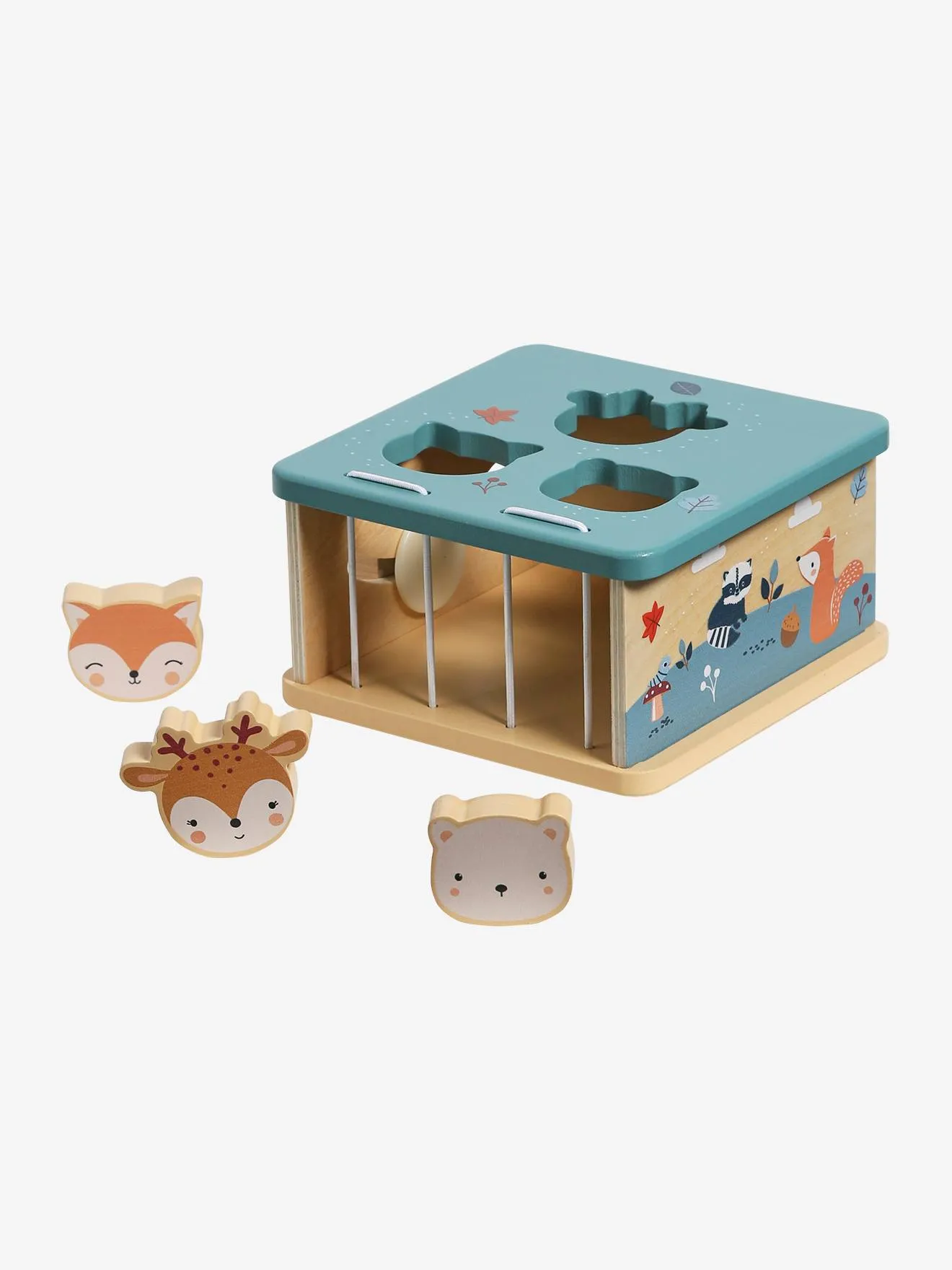 Cube des formes à encastrer LES AMIS DE LA FORÊT en bois FSC® bleu - Vertbaudet