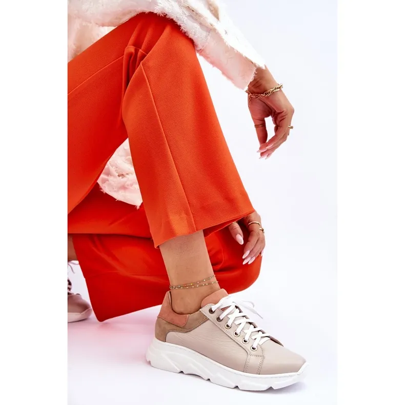 FILIPCZYK Beige Leather Comfortable Platform Baskets Alisane
