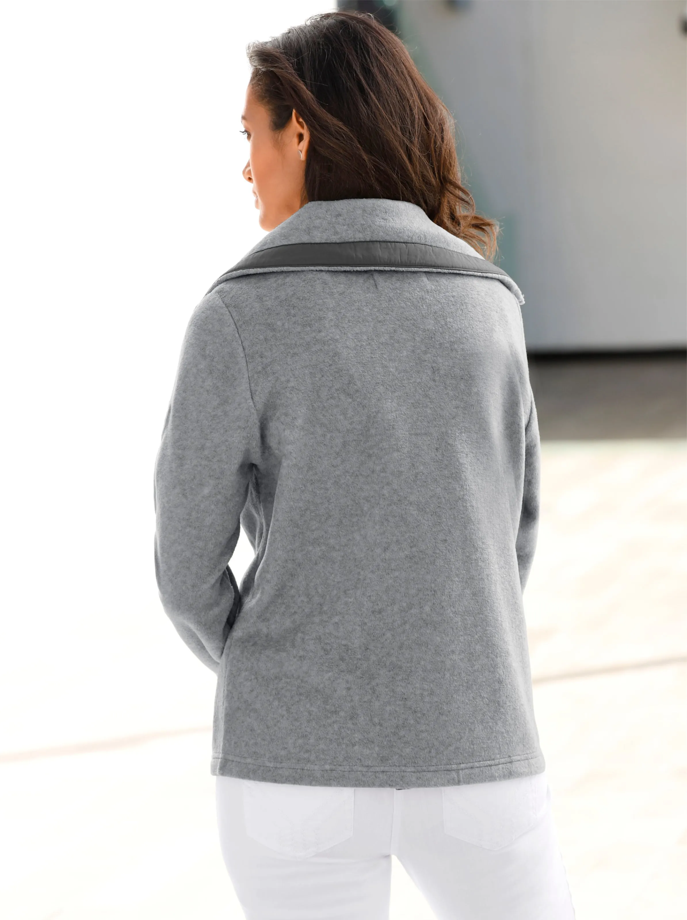 Fleece Jacket with Slanted Zippered Pockets