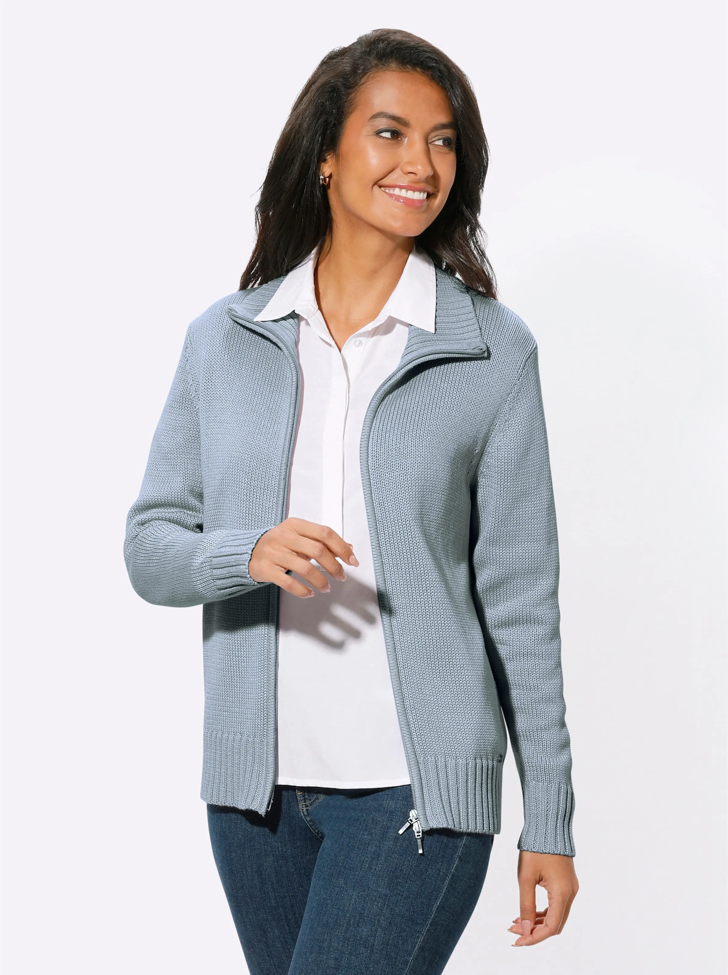 Knit Jacket with Two-Way Zipper