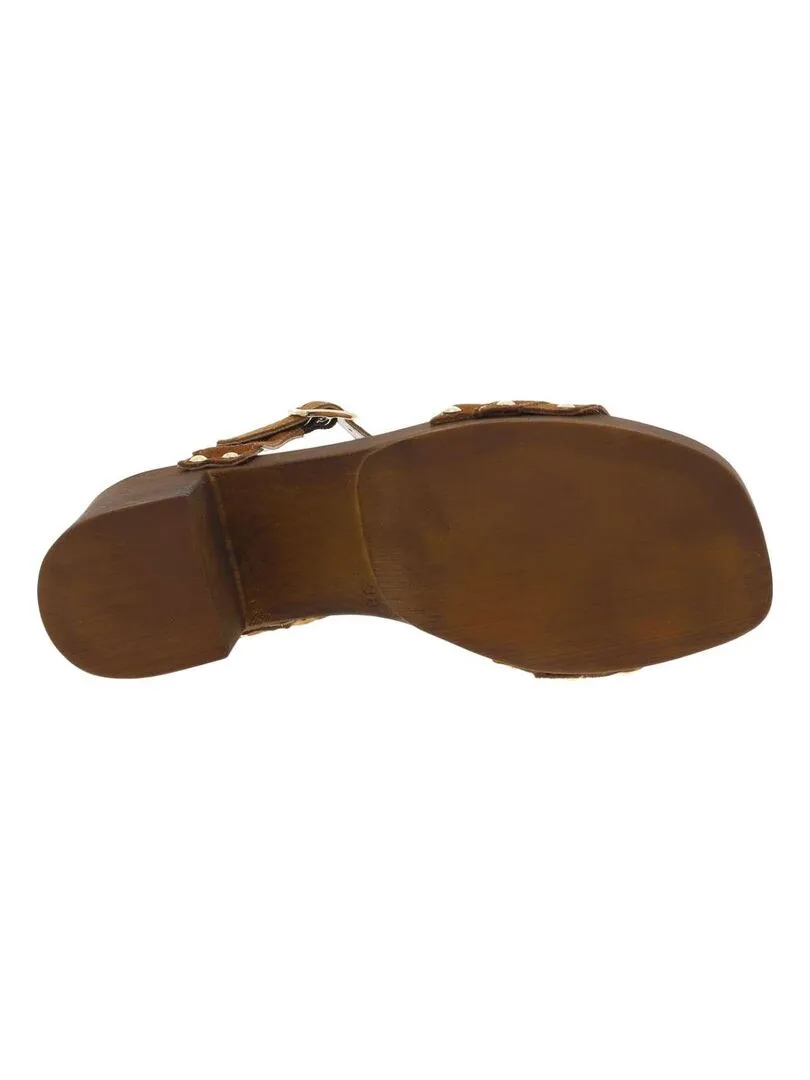 MARCO TOZZI Nubuck Sandals High Heel Ankle Strap - Cognac