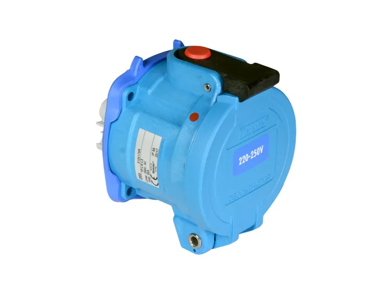 MARECHAL • DS3 Socle (Femelle) avec couvercle - IP55 - Poly bleu 1P+N+T 50A 250V