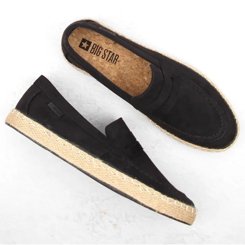 Men's Shoes, Slip-On Espadrille Loafers, Black Big Star NN174046 Black.