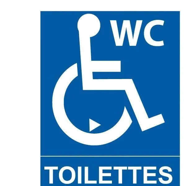Panneau toilettes + picto handicapé pvc - 150x210 mm - sens de transfert:gauche