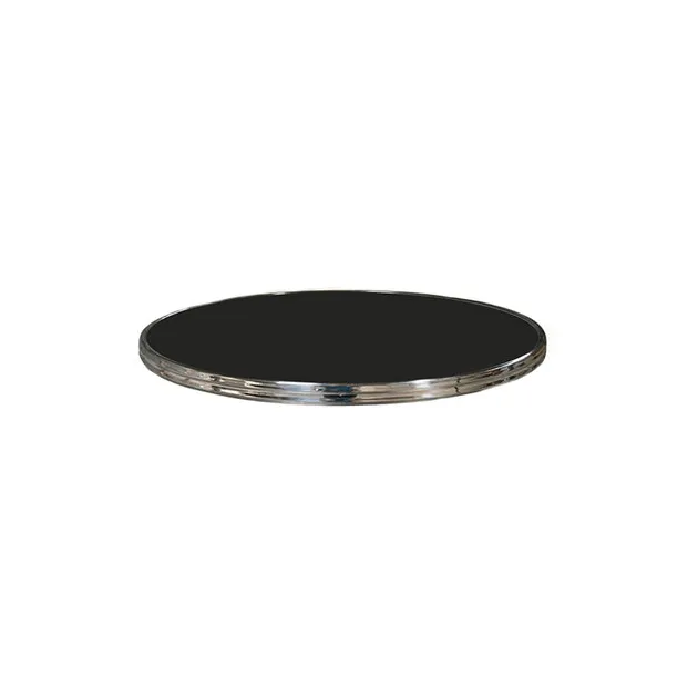 Plateau de Table Ø60 cm Noir Cerclage Inox Cerclé Topalit