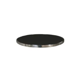 Plateau de Table Ø60 cm Noir Cerclage Inox Cerclé Topalit