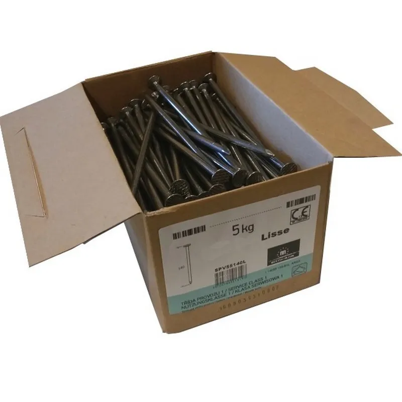 Pointes tête plate acier brut 5.5X140 5KG 