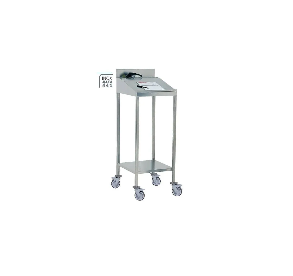 Pupitre inox sur roues