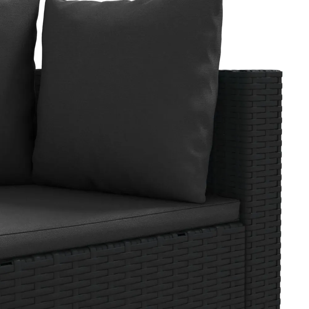 Salon de jardin 5 pcs avec coussins noir résine tressée