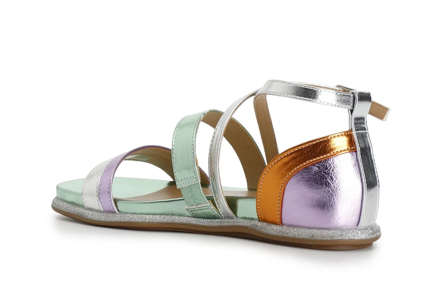 Sandales avec bandes en laminé synthétique et contrefort fermé multi green CafèNoir