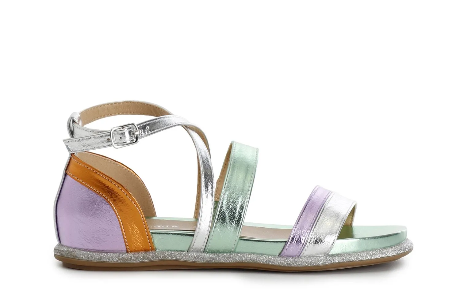 Sandales avec bandes en laminé synthétique et contrefort fermé multi green CafèNoir