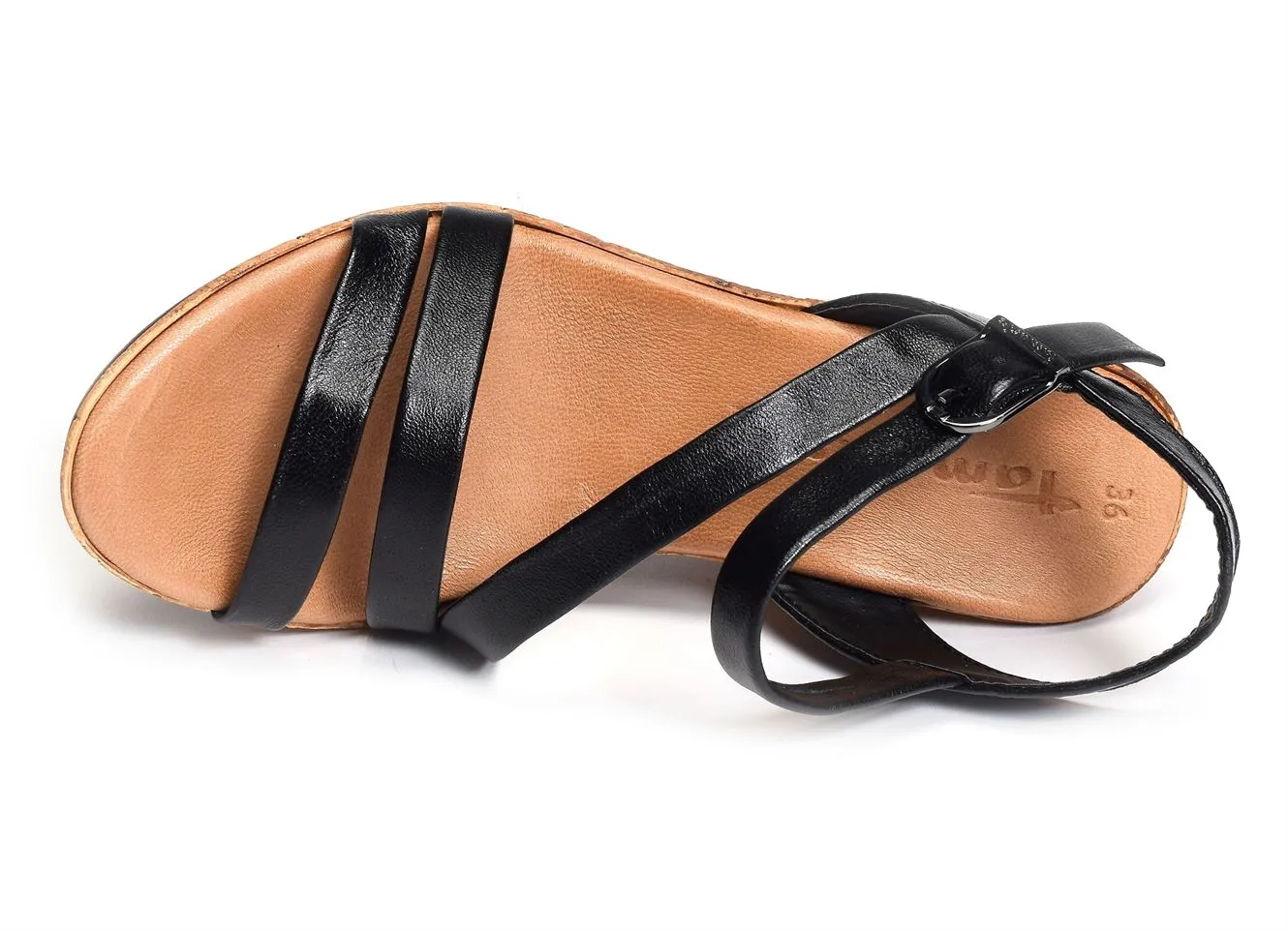 black wedge sandals from Tamaris 28019