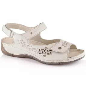 Comfortable Leather Women's Sandals with Velcro Straps Ekri Helios 266-2