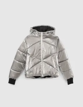 Silver Puffer Jacket for Girls