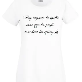 Humorous Horse Riding Tee: Size Doesn't Matter as Long as Feet Reach Stirrups