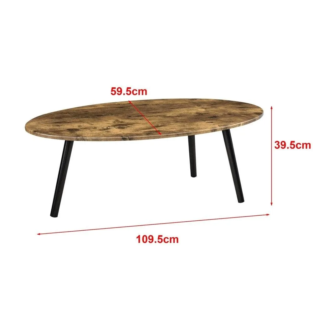 Table basse de salon avec pieds bois MDF 110x60x40cm bois foncé noir