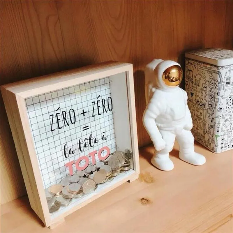 Tirelire En Bois Décorative Grande Capacité Enfant Durable