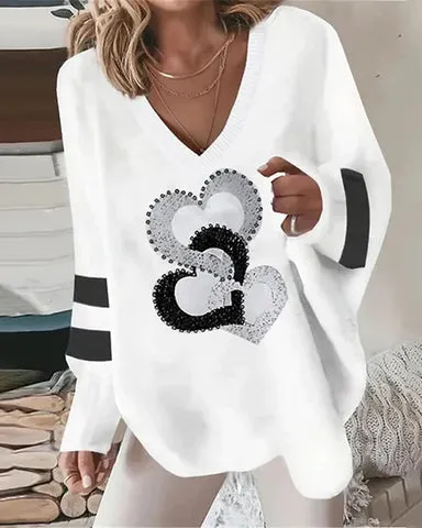Top femme imprimé cœur