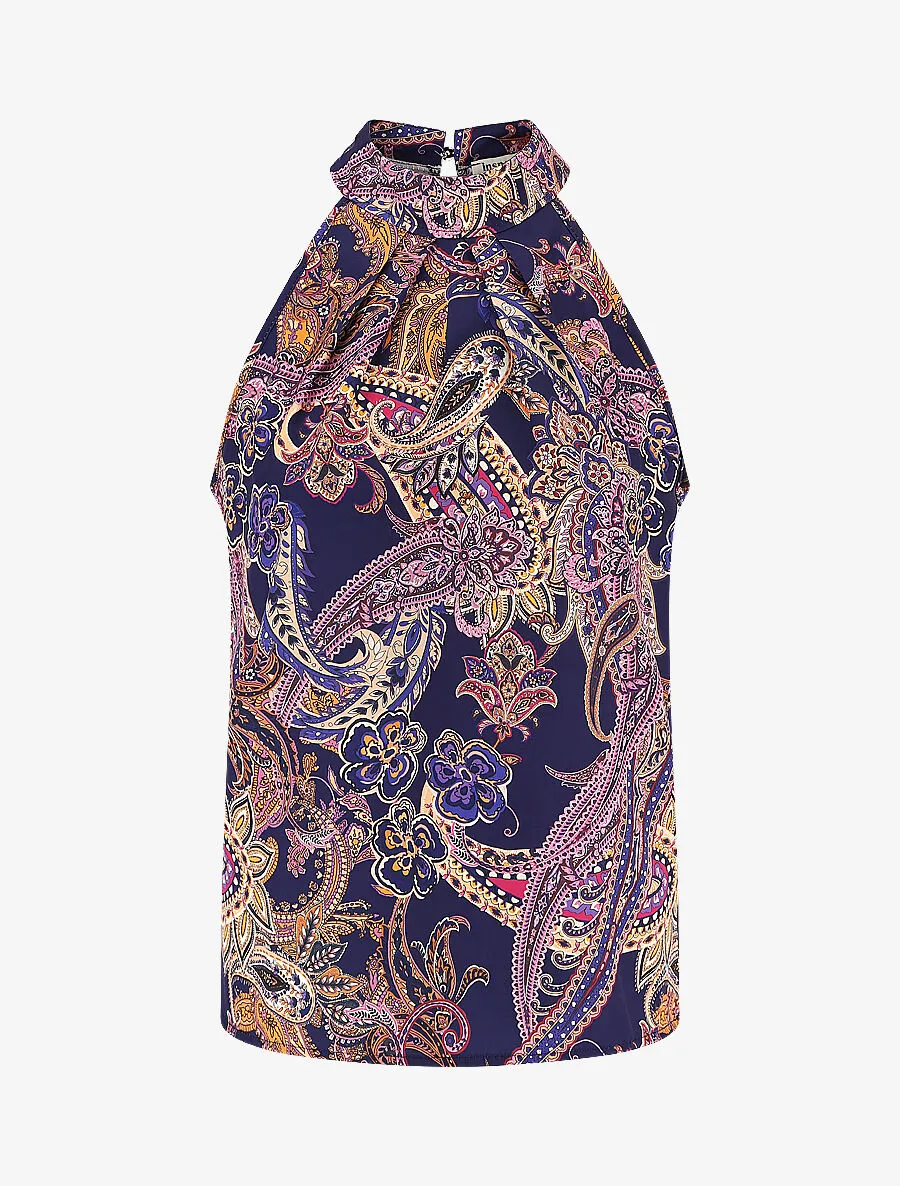 Sleeveless Top with Scarf Print