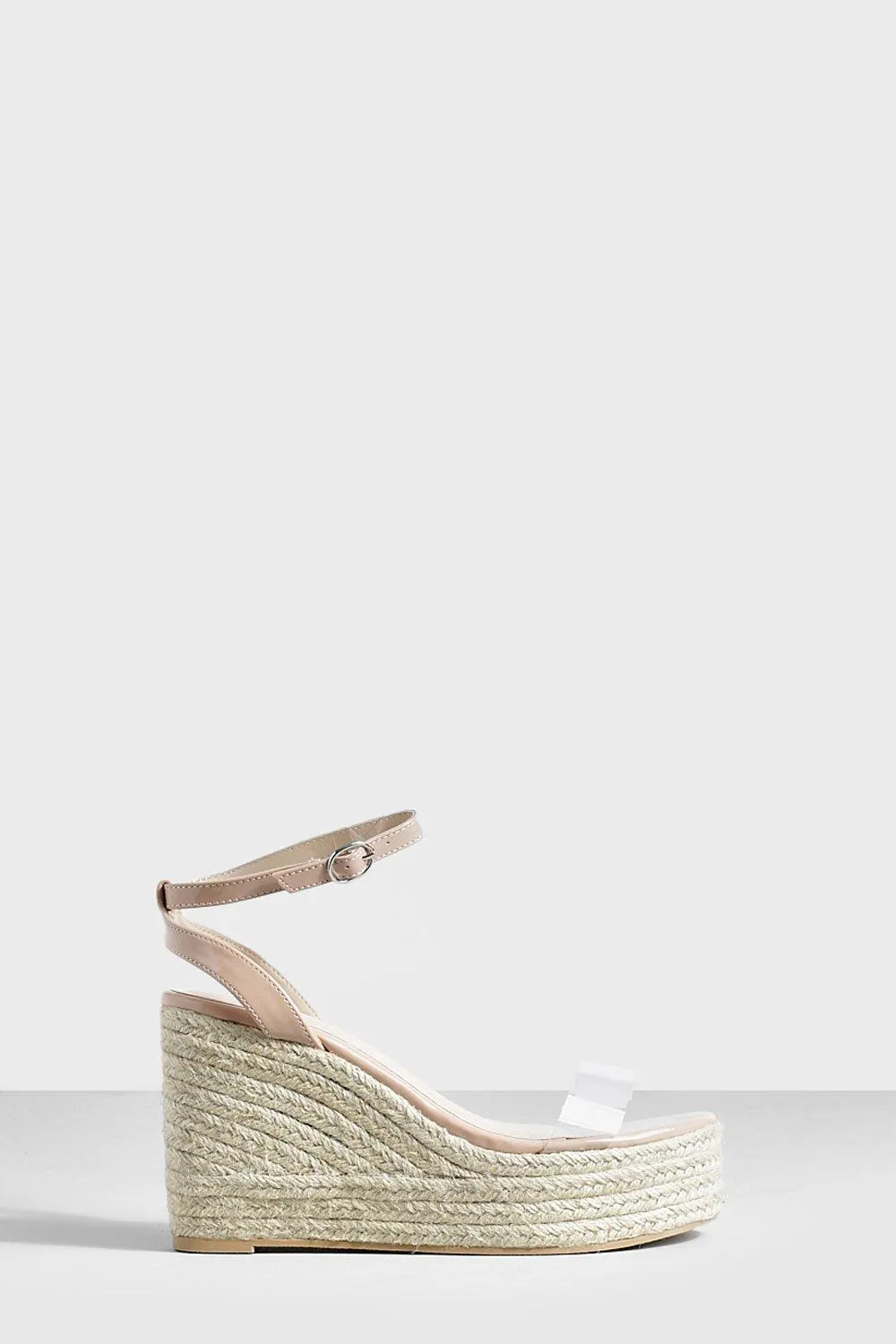 Wedge Espadrille Sandals with Clear Strap